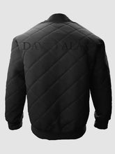 David Alan Black Quilted Bomber Jacket